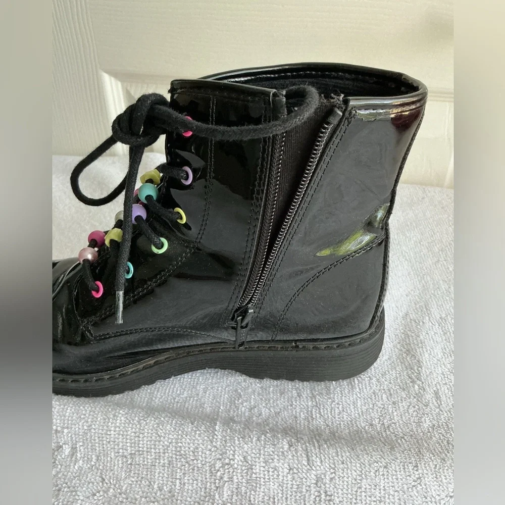 The Children's Place Black Rain Boots with Colorful Beads Sz 5